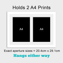 Load image into Gallery viewer, Photo Frame Holds 2 A4 Certificates/Photos in a White Wood Frame - Multi Photo Frames
