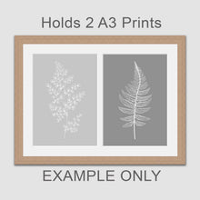 Load image into Gallery viewer, Picture Frame holds 2 A3 prints or photos in an Oak Veneer Wood Frame - Multi Photo Frames
