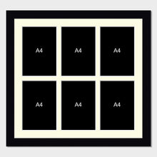 Load image into Gallery viewer, Picture Frame holds 6 A4 Certificates or Photos in a Black Wood Frame - Multi Photo Frames
