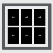 Load image into Gallery viewer, Picture Frame holds 6 A4 certificates or photos in a Grey Wood Frame - Multi Photo Frames

