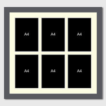 Load image into Gallery viewer, Picture Frame holds 6 A4 certificates or photos in a Grey Wood Frame - Multi Photo Frames
