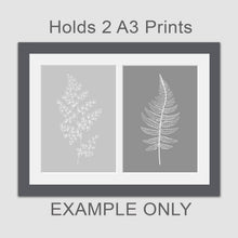Load image into Gallery viewer, Picture Frame to hold 2 A3 prints or photos in a Grey Wood Frame - Multi Photo Frames
