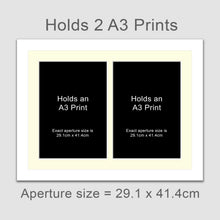Load image into Gallery viewer, Picture Frame to hold 2 A3 prints or photos in a White Wooden Frame - Multi Photo Frames
