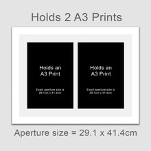 Load image into Gallery viewer, Picture Frame to hold 2 A3 prints or photos in a White Wooden Frame - Multi Photo Frames
