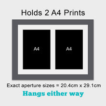 Load image into Gallery viewer, Picture Frame to hold 2 A4 Certificates/Photos in a Grey Wooden Frame - Multi Photo Frames
