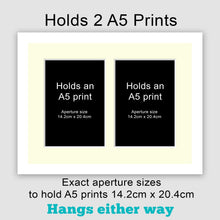 Load image into Gallery viewer, Picture Frame to hold 2 A5 photos or prints in a White Wood Frame - Multi Photo Frames
