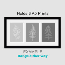 Load image into Gallery viewer, Picture Frame to hold 3 A5 prints or photos in a Black Wood Frame - Multi Photo Frames
