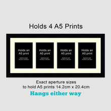 Load image into Gallery viewer, Picture Frame to hold 4 A5 prints or photos in a Black Wood Frame - Multi Photo Frames
