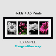 Load image into Gallery viewer, Picture Frame to hold 4 A5 prints or photos in a Black Wood Frame - Multi Photo Frames
