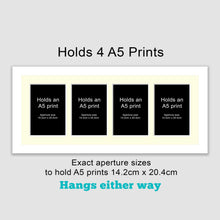 Load image into Gallery viewer, Picture Frame to hold 4 A5 prints or photos in a White Wood Frame - Multi Photo Frames
